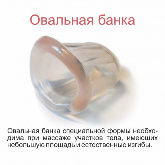 Банки массажные вакуумные, для антицеллюлитного массажа (2 штуки: 1 круглая и 1 овальная), (Дельта Терм)