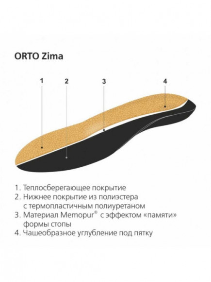 Стельки ортопедические утепленные, (ORTO), Zima Бежевый, 37/38